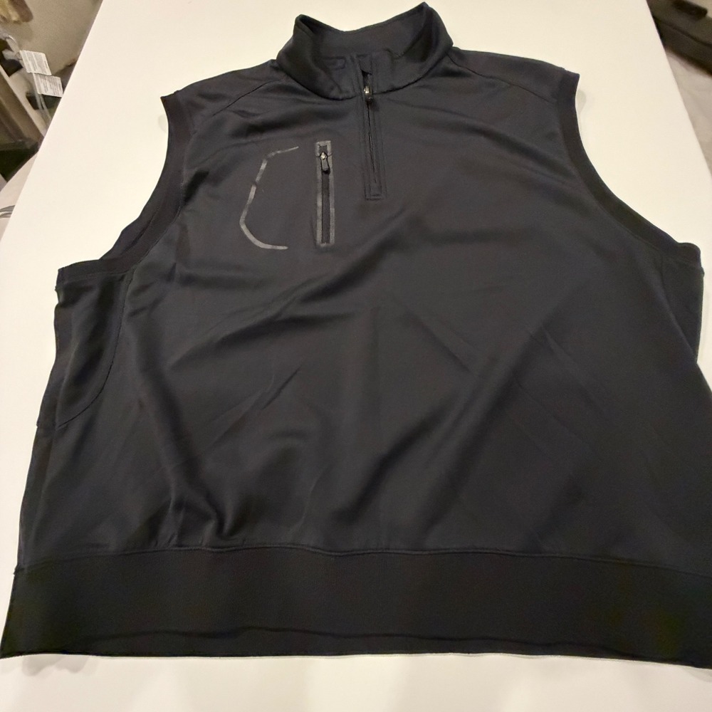 Bobby Jones Performance Mens 3XL Black Quarter Zip Golf Vest Zippered Pocket